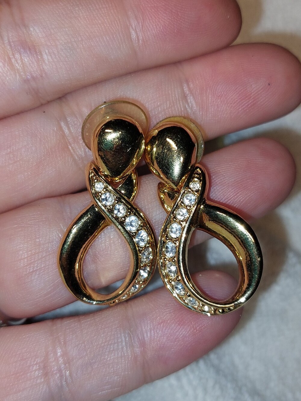 Avon Gold-Tone Crystal Loop Drop Earrings - Women Jewelry